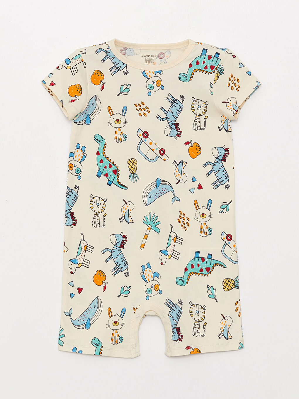 Turkuaz Bisiklet Yaka Kısa Kollu Baskılı Erkek Bebek Tulum 2'li-2