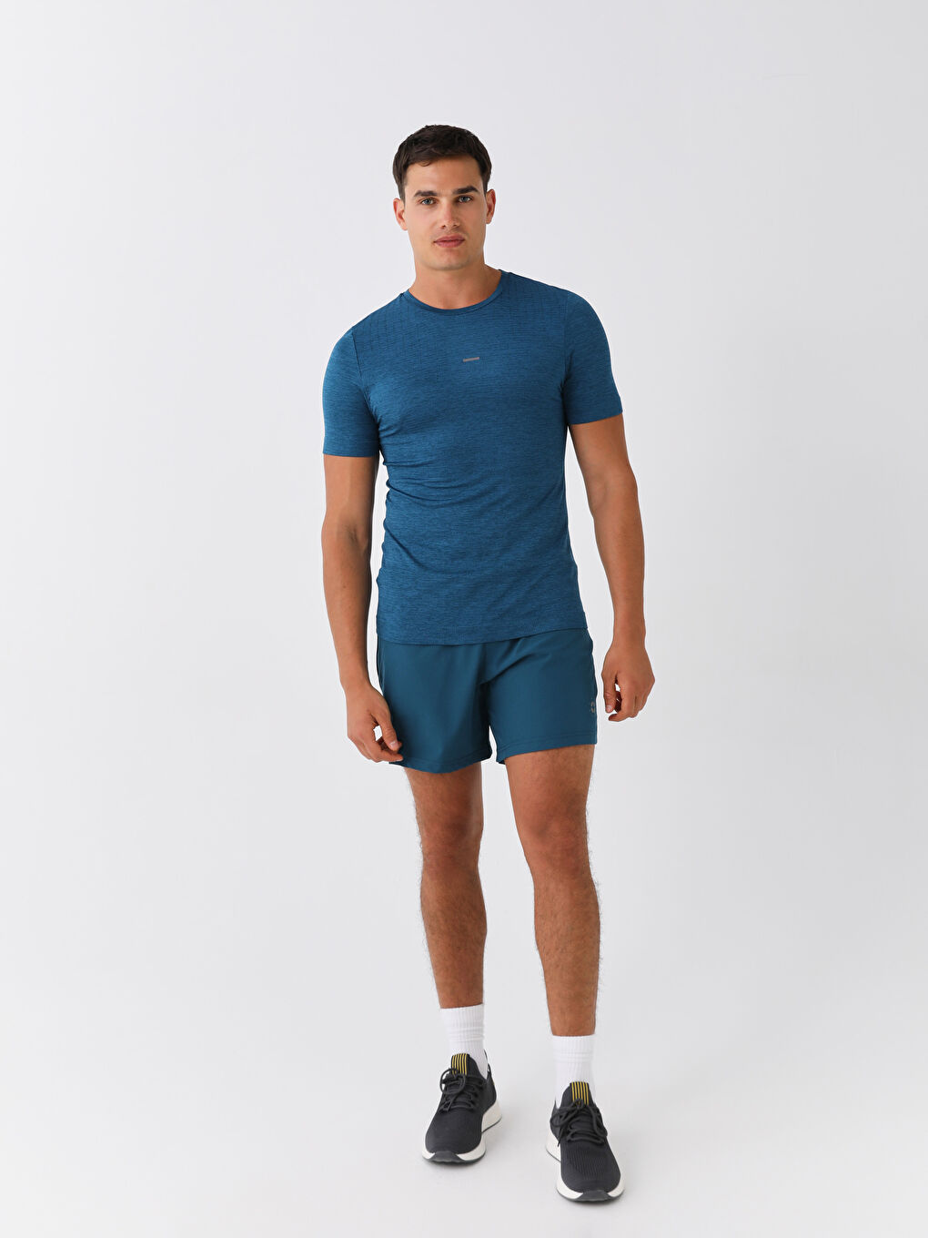 Petrol Bisiklet Yaka Kısa Kollu Erkek Spor Tişört-2