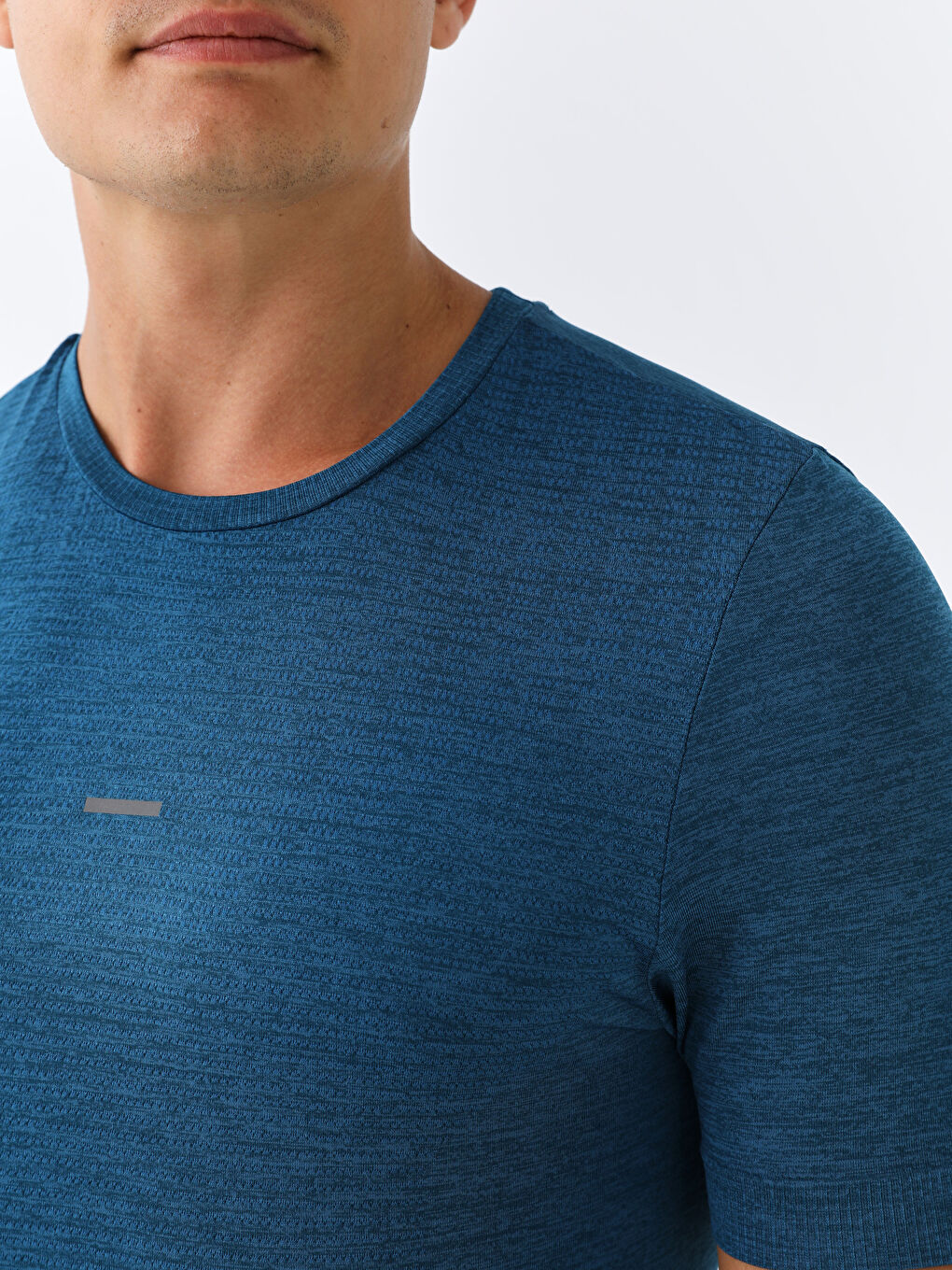 Petrol Bisiklet Yaka Kısa Kollu Erkek Spor Tişört-3