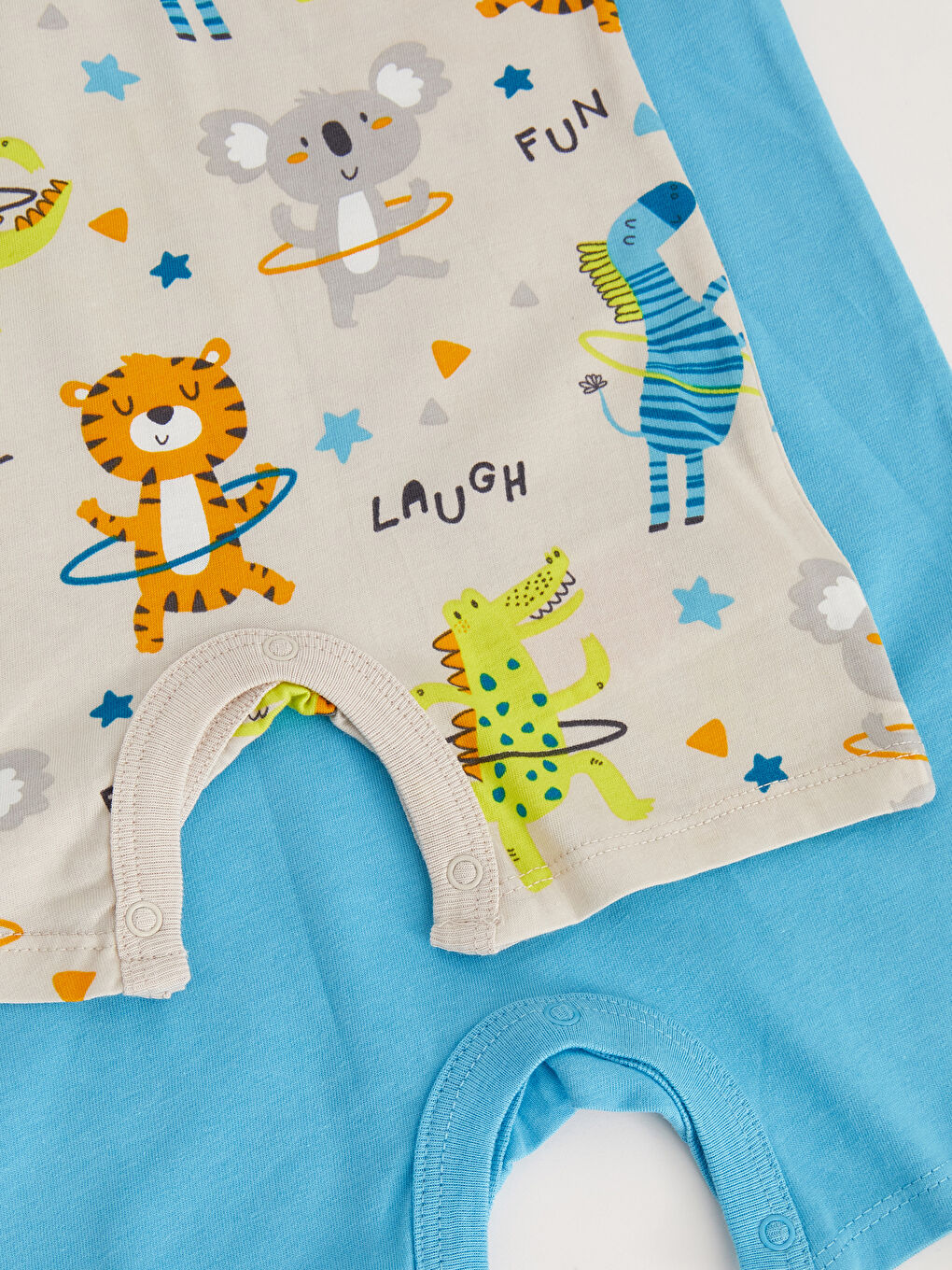 Crew Neck Printed Baby Boys' Jumpsuit 2 Pack-3