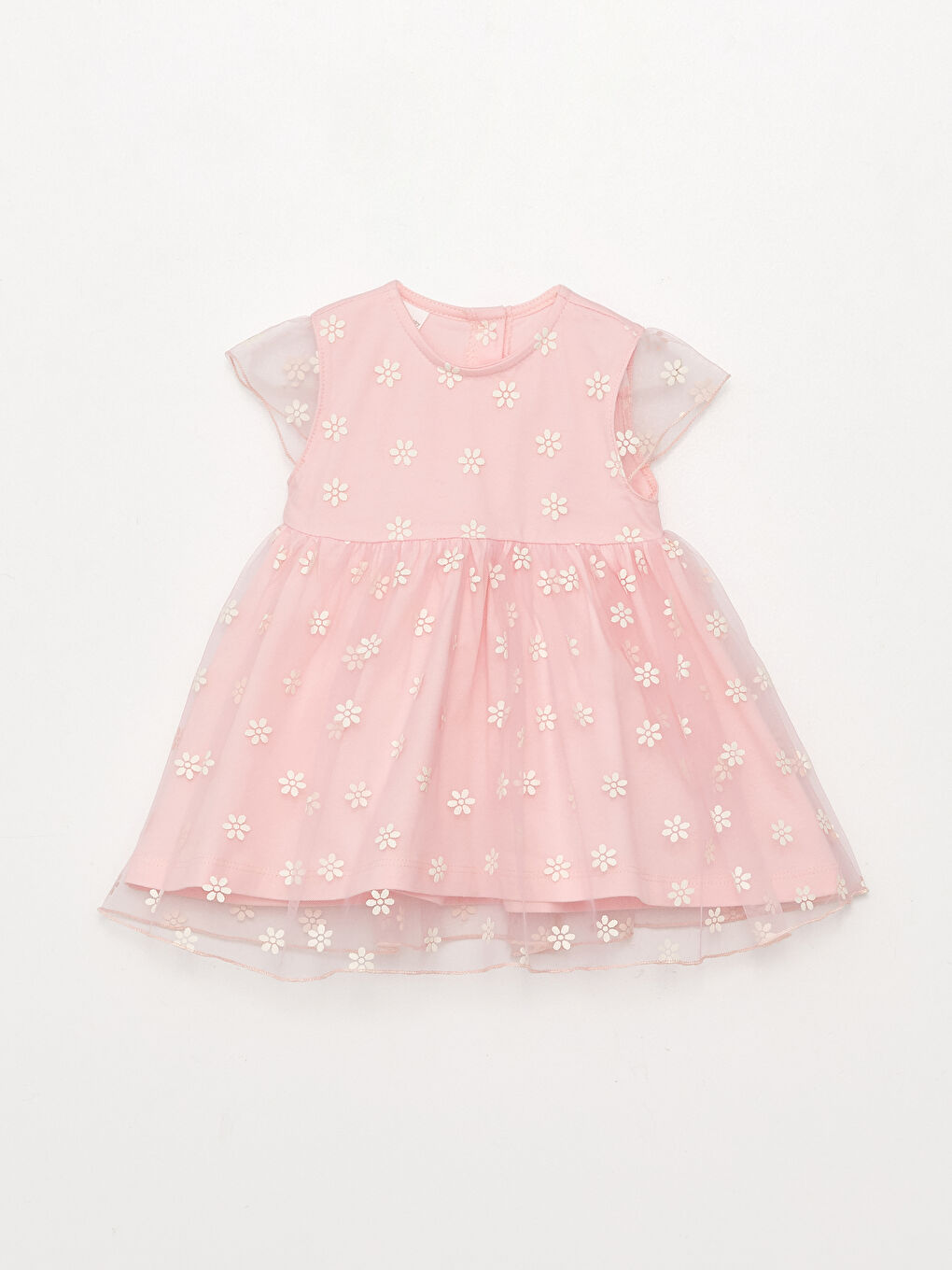 Crew Neck Short Sleeve Printed Baby Girls' Dress