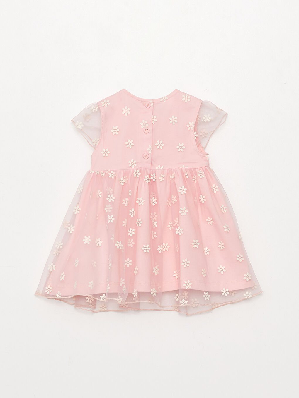 Crew Neck Short Sleeve Printed Baby Girls' Dress-1