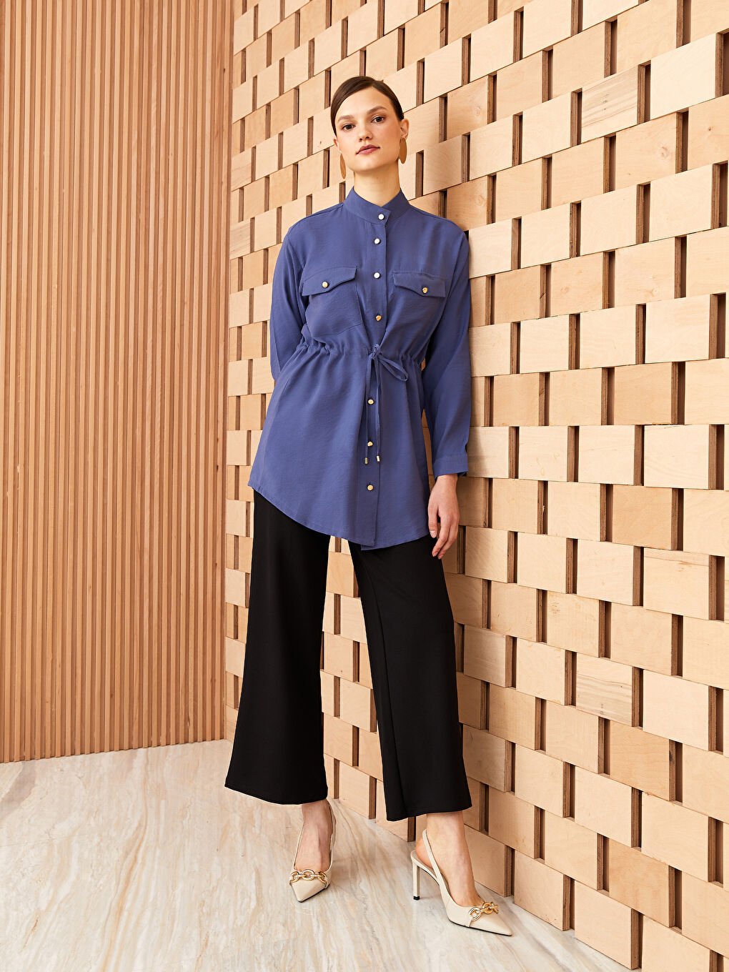 Elasticated Waist Loose Fit Women's Palazzo Trousers-1