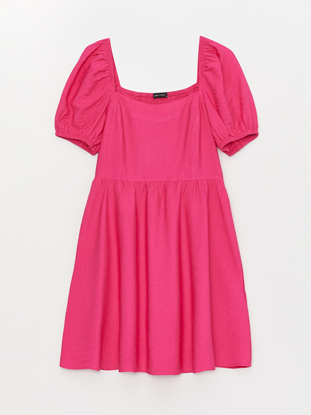 Платье с квадратным воротником, однотонное, с коротким рукавом для женщин-5