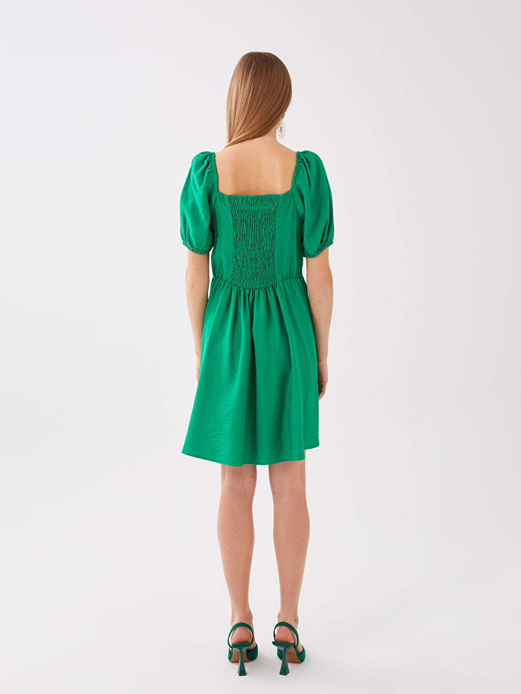 LC Waikiki Square Collar Plain Short Sleeve Women's Dress -S3CO75Z8-R32