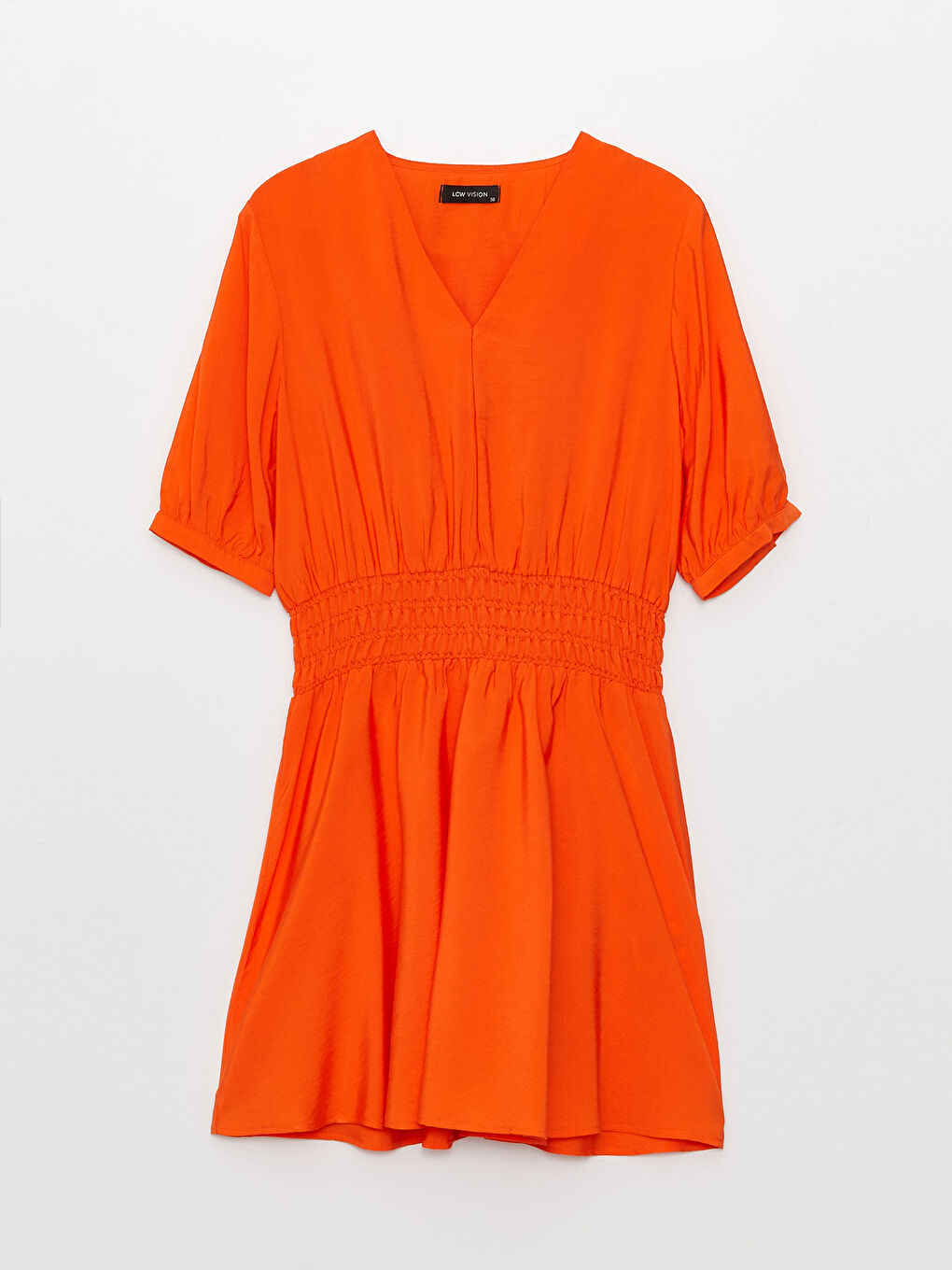 LC Waikiki V Neck Plain Short Sleeve Women's Dress -S3CO76Z8-GSA