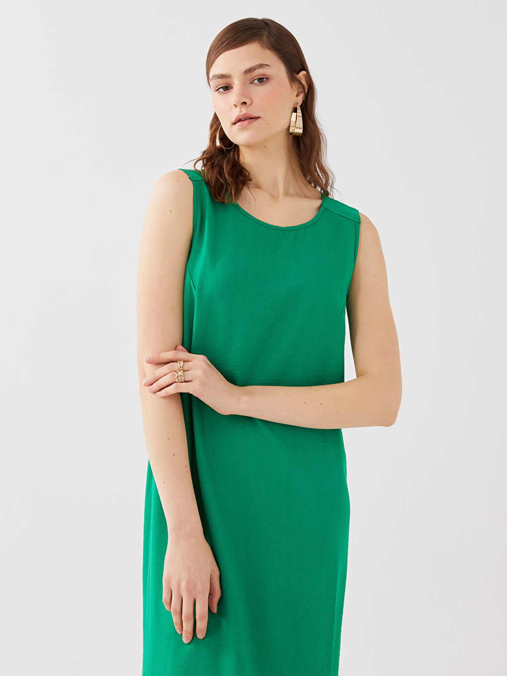 فستان حريمي بحمالات و ياقة U وقصة مستقيمة-2