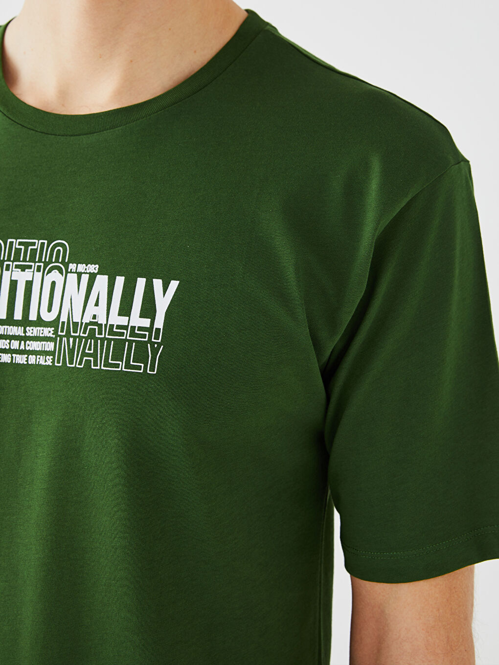 Yeşil Bisiklet Yaka Kısa Kollu Baskılı Penye Erkek Tişört-3