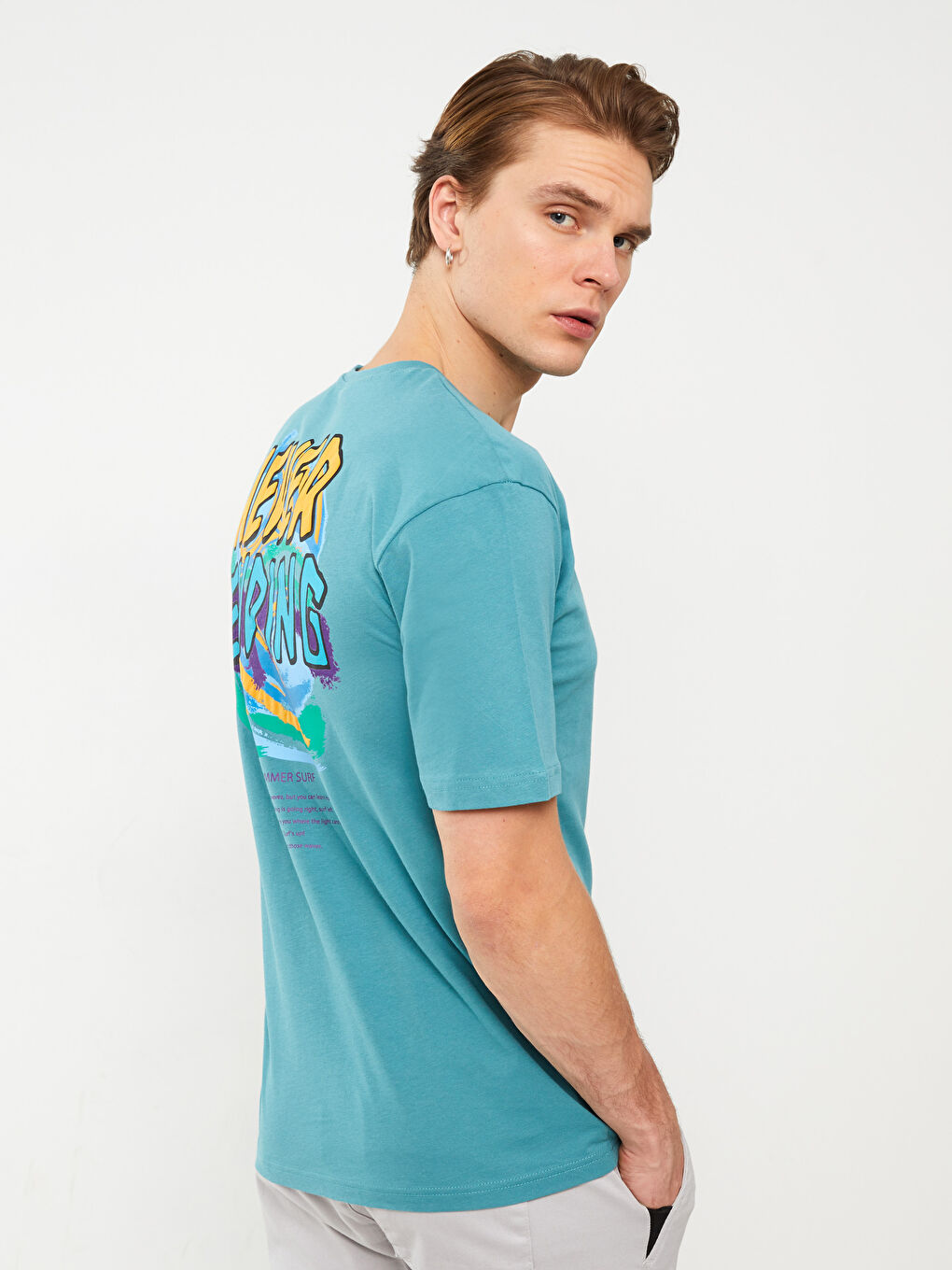 Crew Neck Short Sleeve Printed Combed Cotton Men's T-shirt -S3CO91Z8-QLL