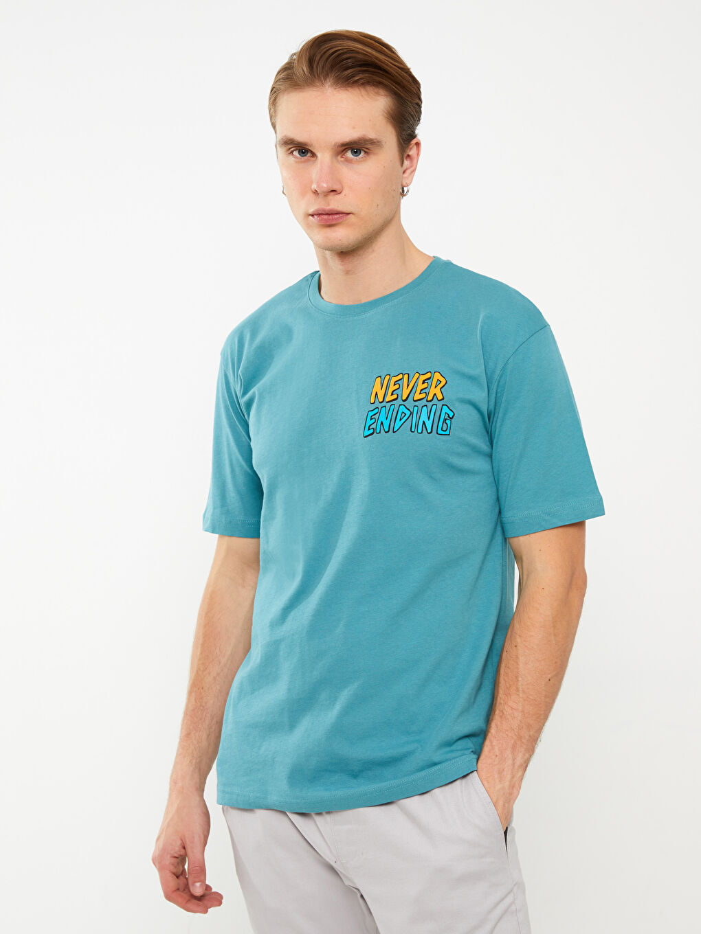 Crew Neck Short Sleeve Printed Combed Cotton Men's T-shirt -S3CO91Z8-QLL