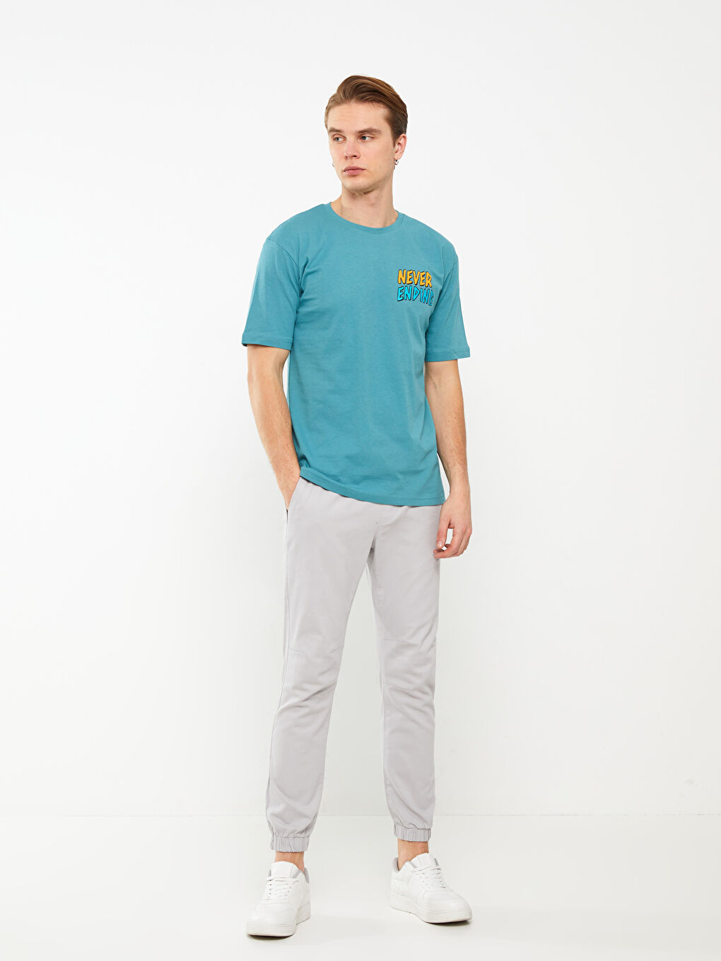 Crew Neck Short Sleeve Printed Combed Cotton Men's T-shirt -S3CO91Z8-QLL