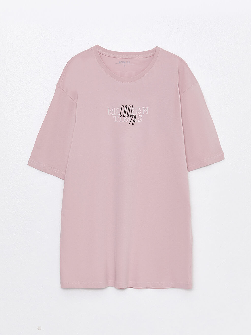 Pembe Bisiklet Yaka Kısa Kollu Baskılı Erkek Tişört-5