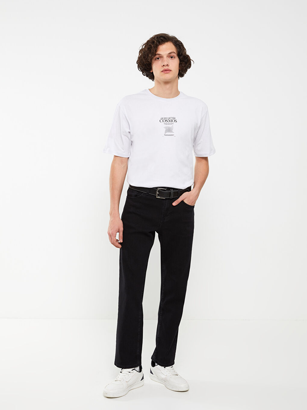 Lila Bisiklet Yaka Kısa Kollu Baskılı Penye Erkek Tişört-2