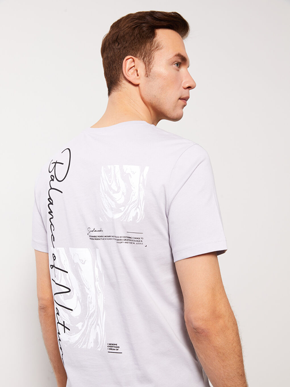 تيشيرت رجالي ياقة دائرية كم قصير مطبوع قطن ممشط