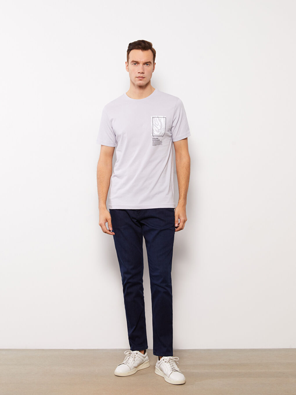 تيشيرت رجالي ياقة دائرية كم قصير مطبوع قطن ممشط-2