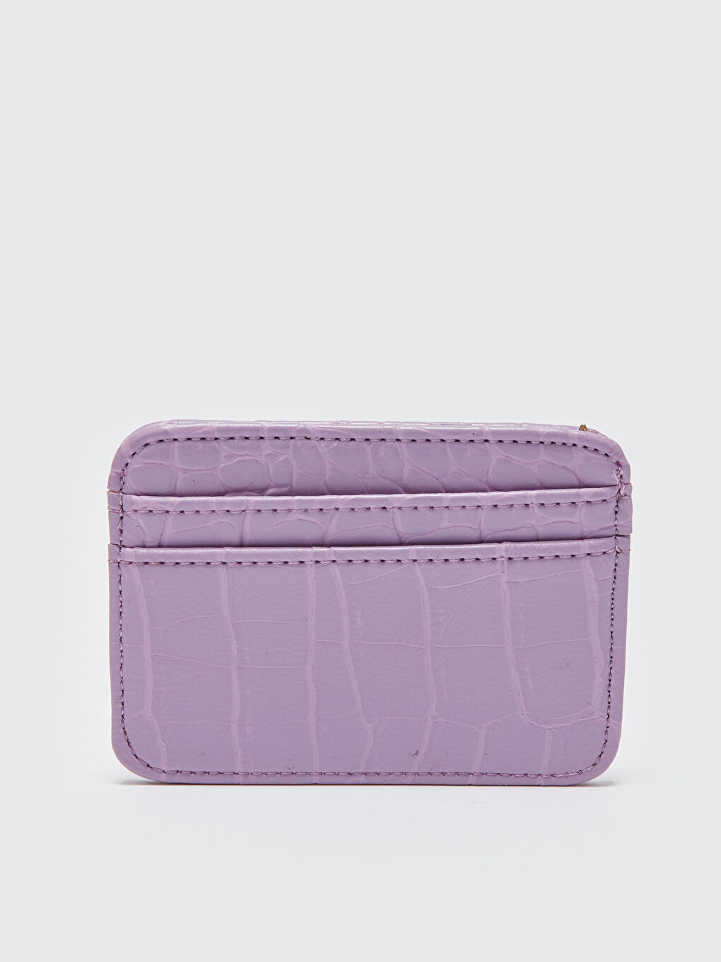 Lila Deri Görünümlü Kroko Desenli Kadın Kartlık-4