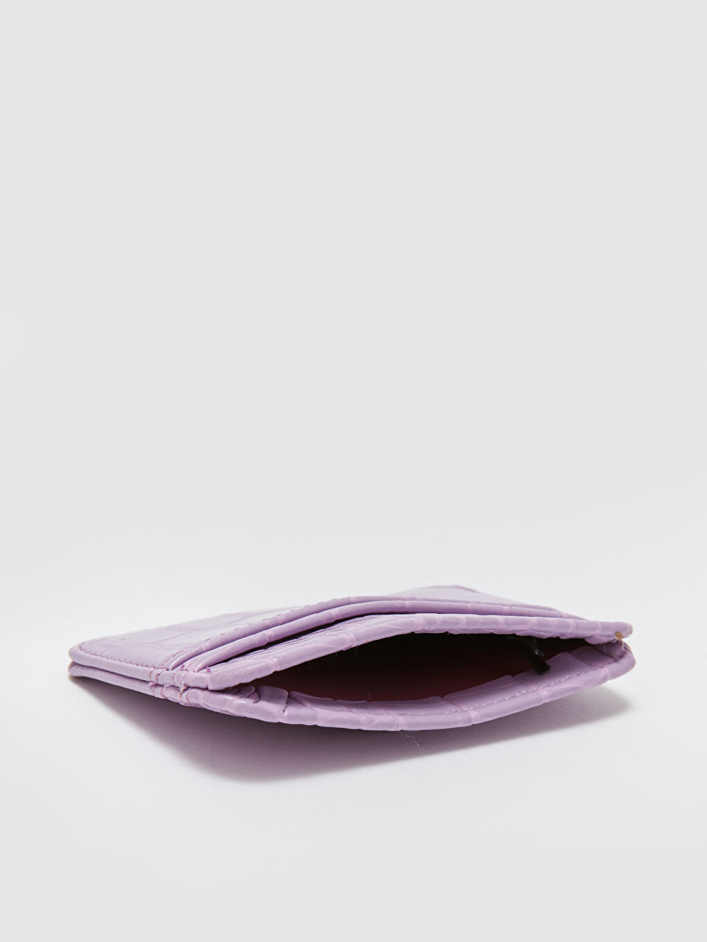 Lila Deri Görünümlü Kroko Desenli Kadın Kartlık-6