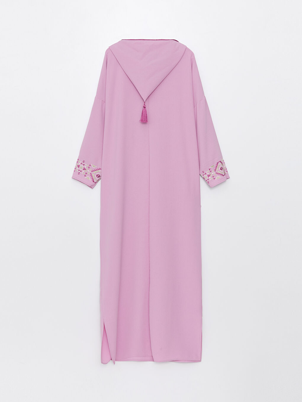 Lila Kapüşonlu Nakışlı Uzun Kollu Oversize Aerobin Kadın Elbise-6