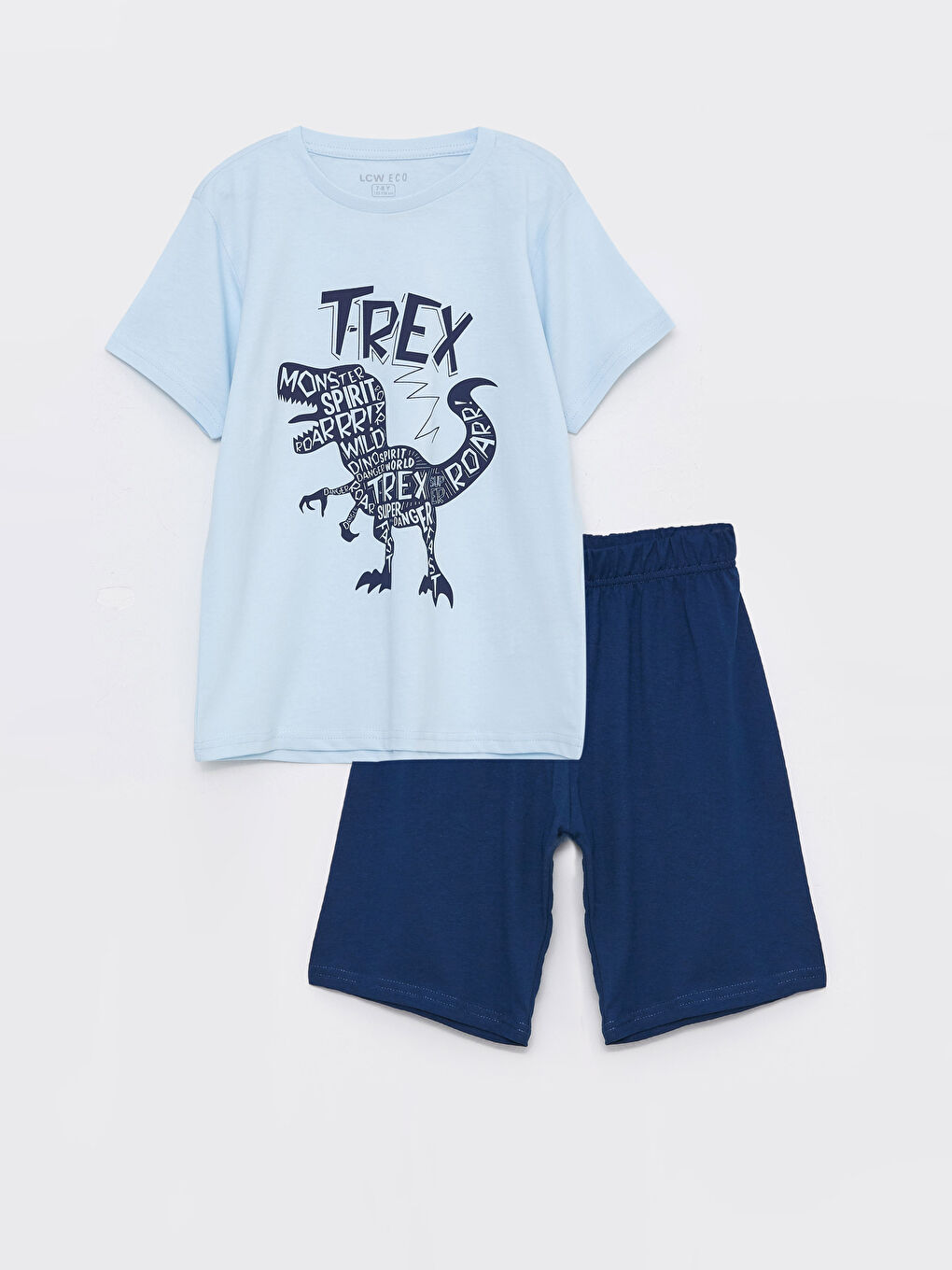 Crew Neck Printed Short Sleeve Boys' Shorts Pyjama Set