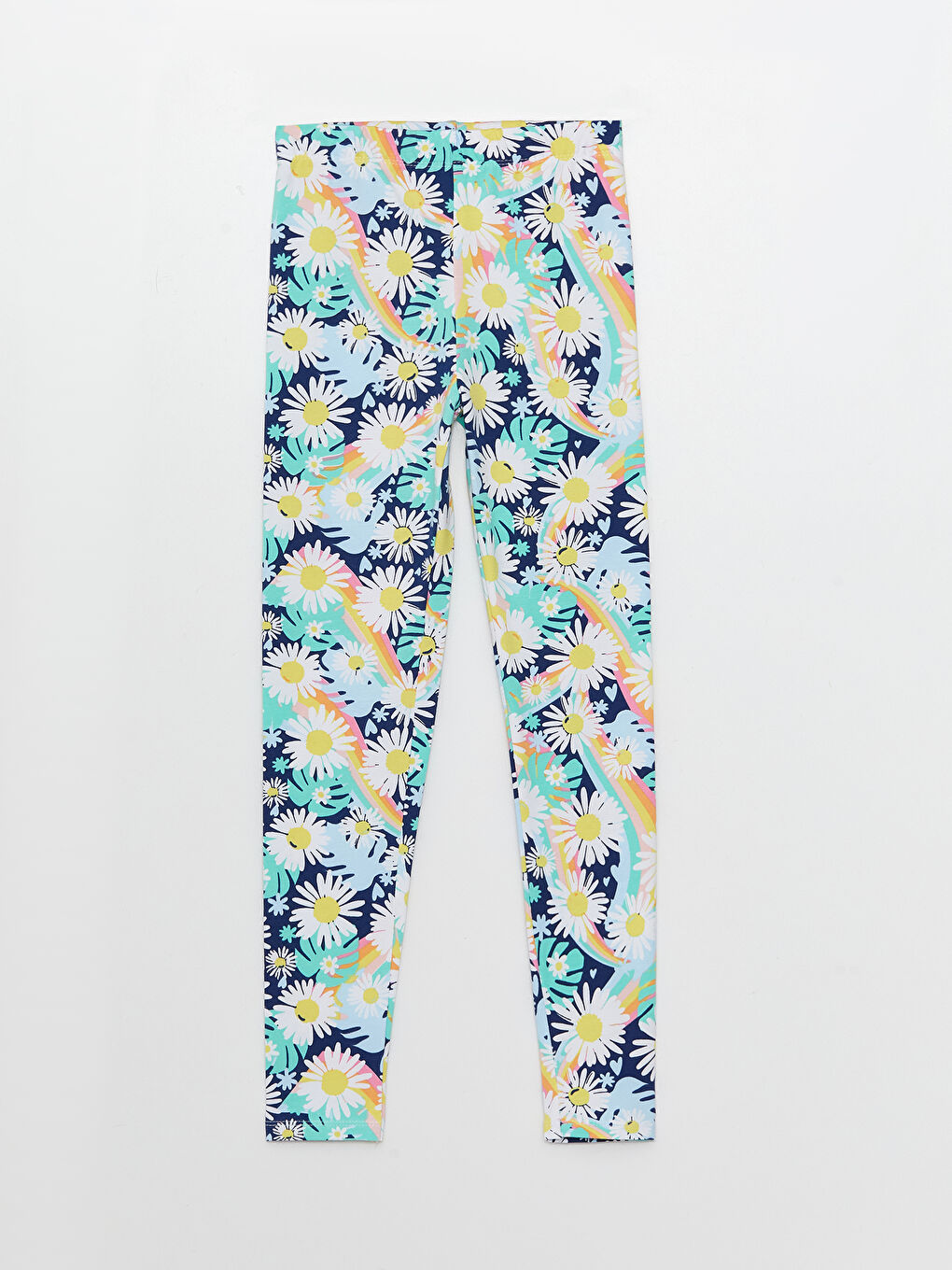 Футболка с круглым вырезом и принтом с коротким рукавом и леггинсы для девочек-2