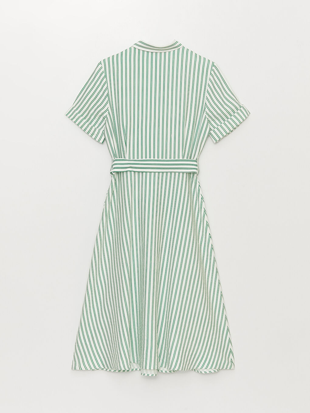 Rochie pentru Femei cu Guler de Cămașă, Vărgată, Mânecă Scurtă-6