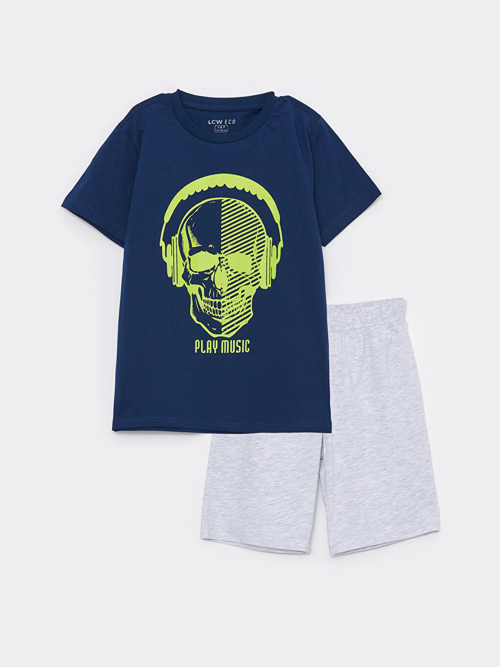 LC Waikiki Crew Neck Printed Short Sleeve Boys' Shorts Pyjama Set -S3CP50Z4-JC7