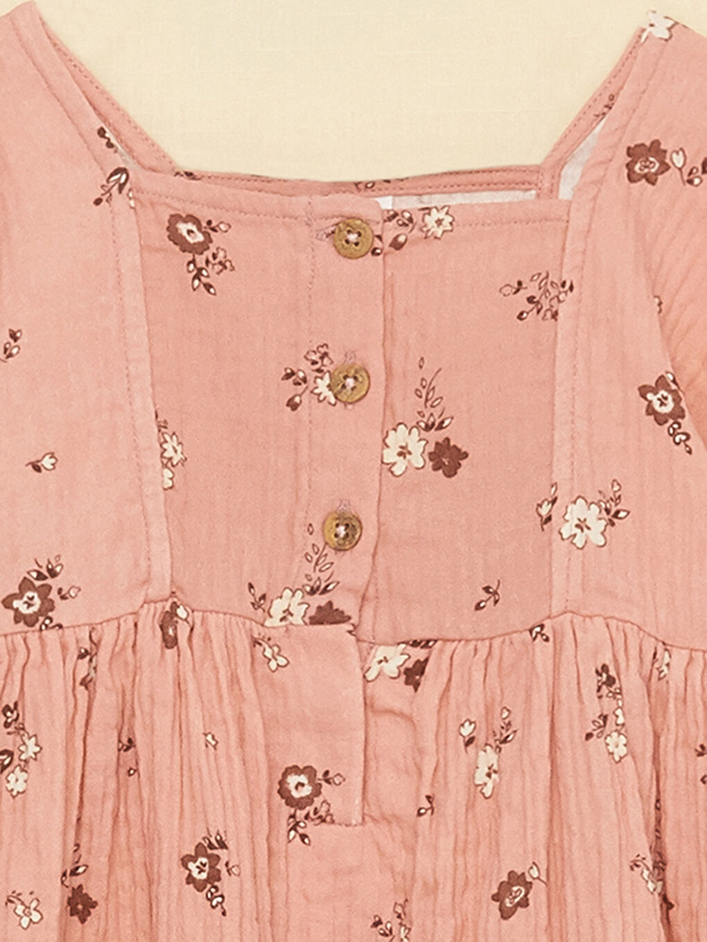 Square Collar Patterned Baby Girls' Dress-5