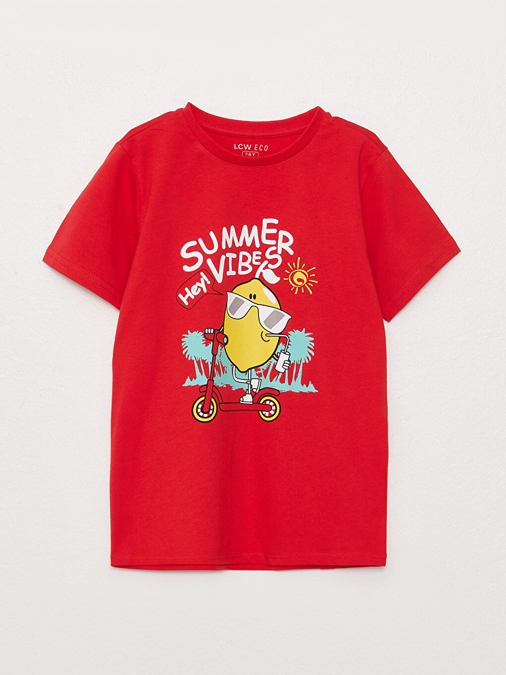 Kırmızı Bisiklet Yaka Baskılı Kısa Kollu Erkek Çocuk Şortlu Pijama Takımı-1