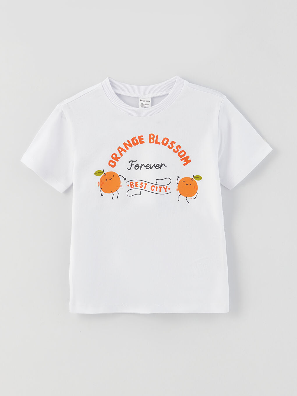 Beyaz Bisiklet Yaka Kısa Kollu Baskılı Erkek Bebek Tişört ve Şort 2'li Takım-1