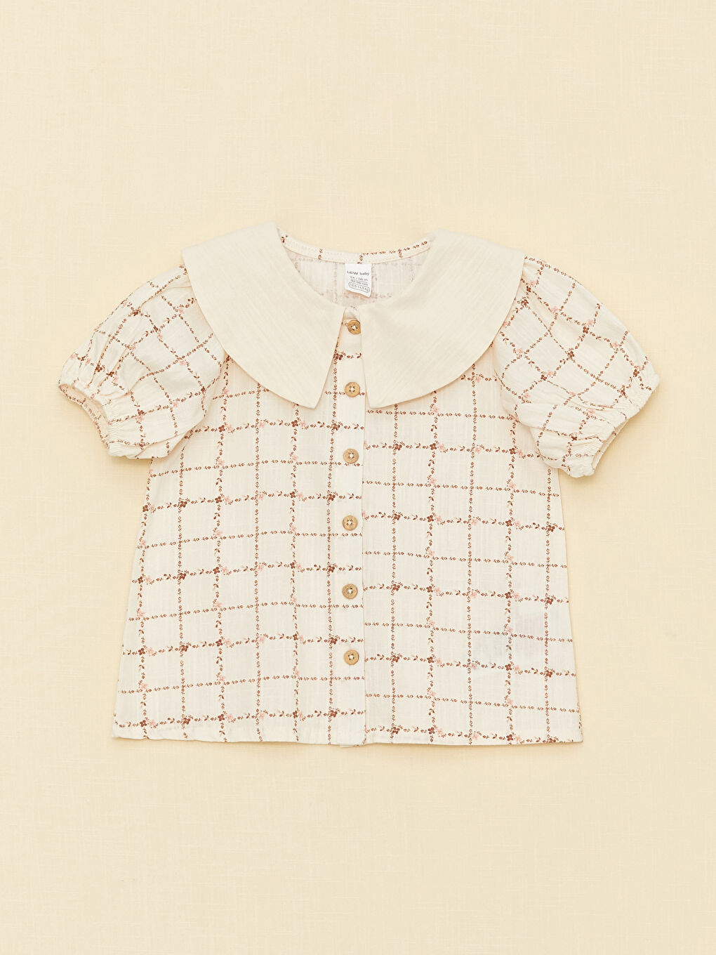 Bebe Collar Short Sleeve Plaid Baby Girl Shirt -S3CP60Z1-LRB