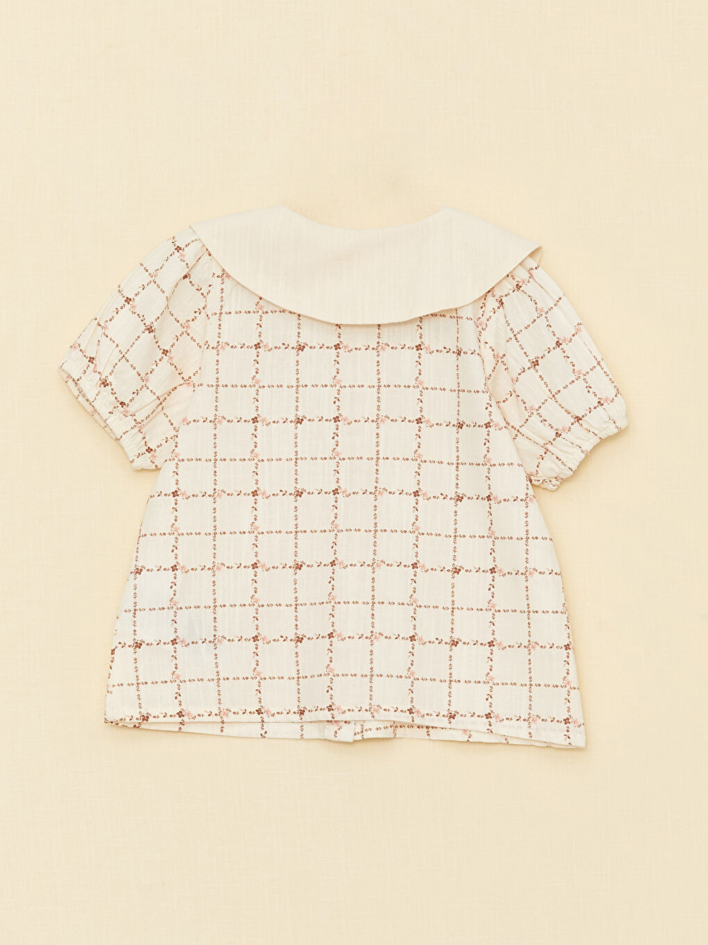 Bebe Collar Short Sleeve Plaid Baby Girl Shirt -S3CP60Z1-LRB