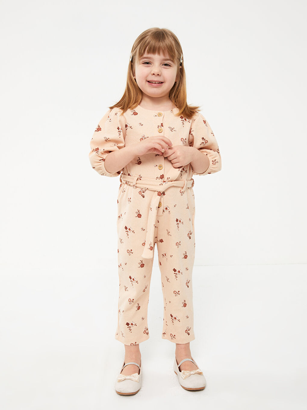 LCW baby Crew Neck Printed Baby Girls' Jumpsuit -S3CP61Z1-LT3