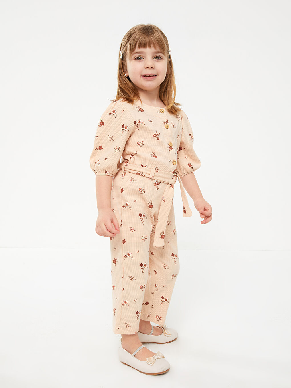 LCW baby Crew Neck Printed Baby Girls' Jumpsuit -S3CP61Z1-LT3