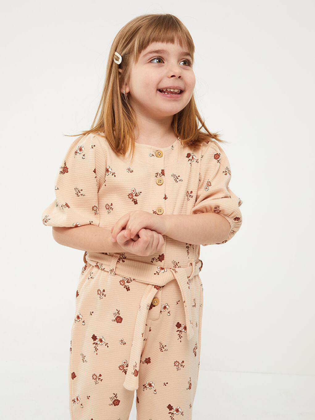 LCW baby Crew Neck Printed Baby Girls' Jumpsuit -S3CP61Z1-LT3