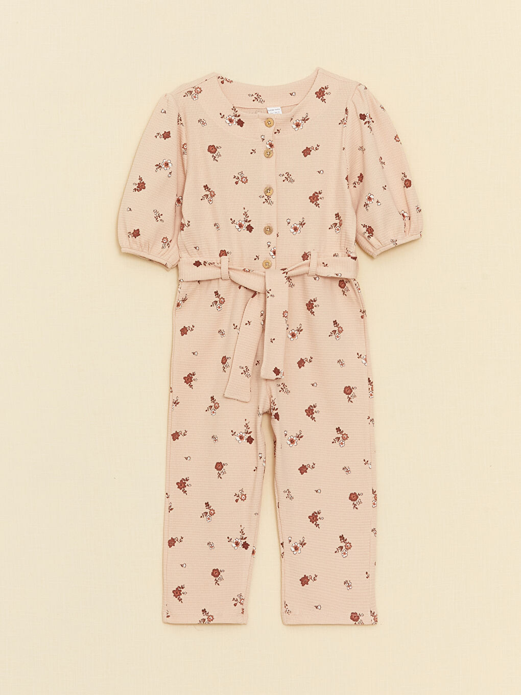 LCW baby Crew Neck Printed Baby Girls' Jumpsuit -S3CP61Z1-LT3