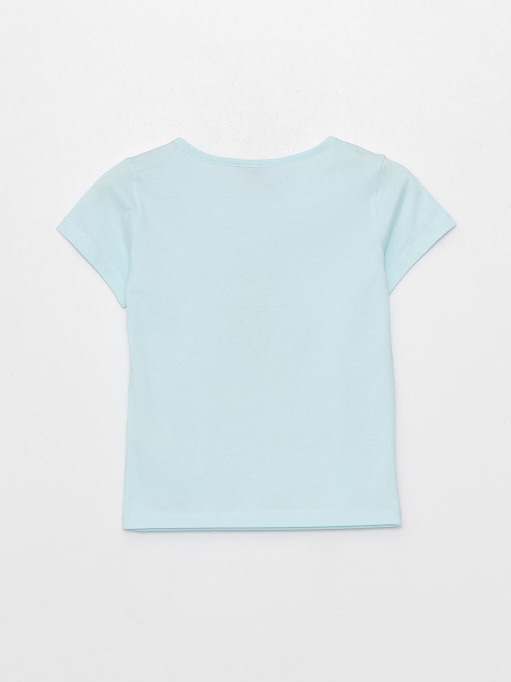 Turkuaz Bisiklet Yaka Disney Princess Baskılı Kısa Kollu Kız Çocuk Tişört-1