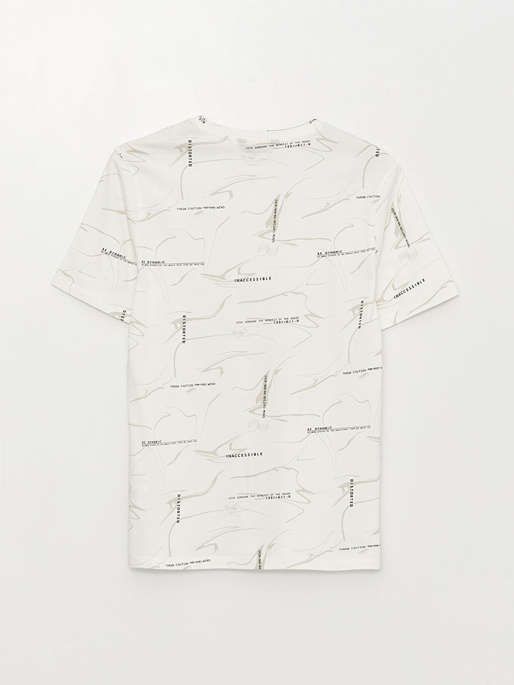 Beyaz Bisiklet Yaka Kısa Kollu Baskılı Penye Erkek Tişört-6