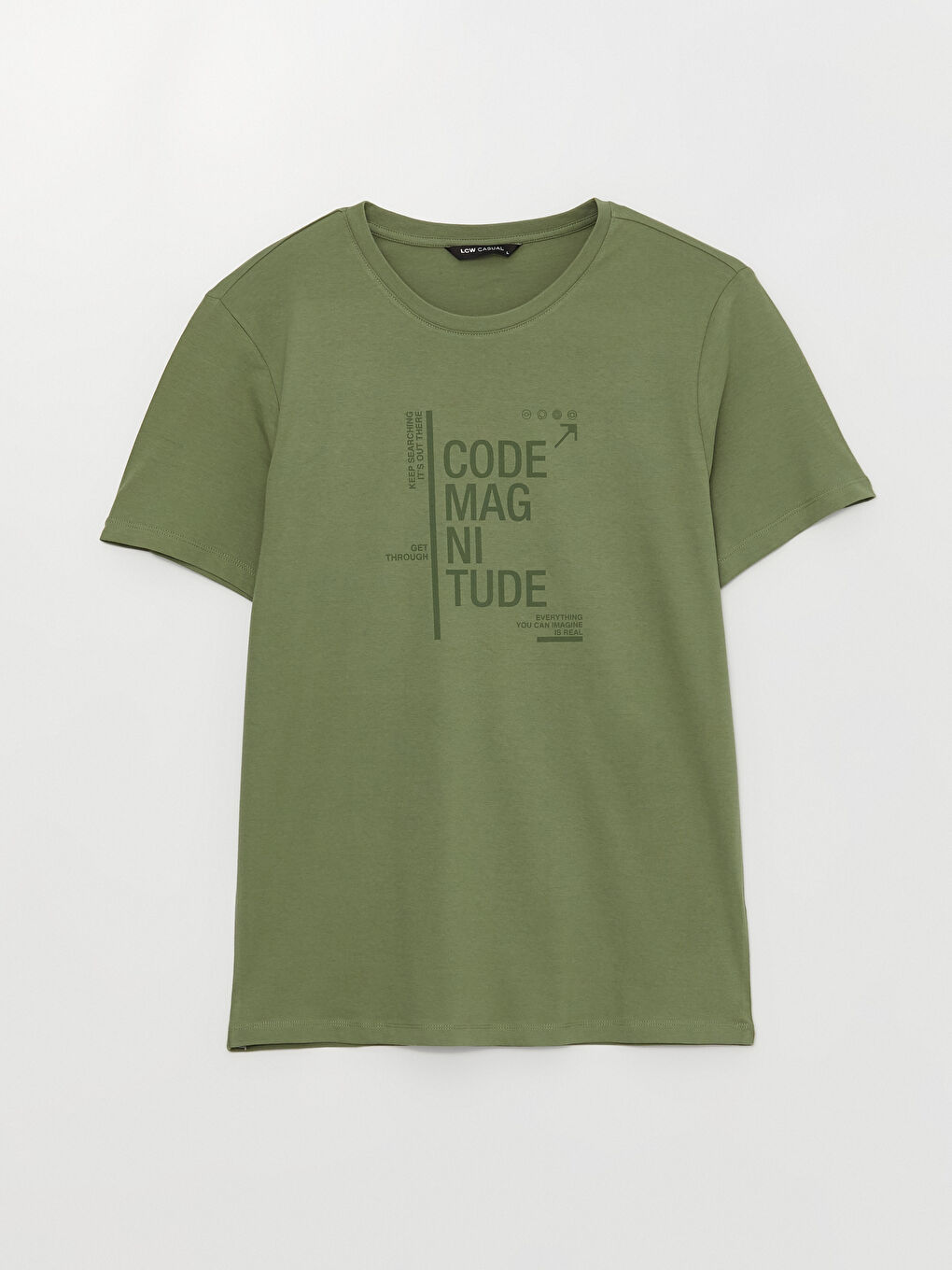 تيشيرت رجالي ياقة دائرية كم قصير مطبوع قطن ممشط-5