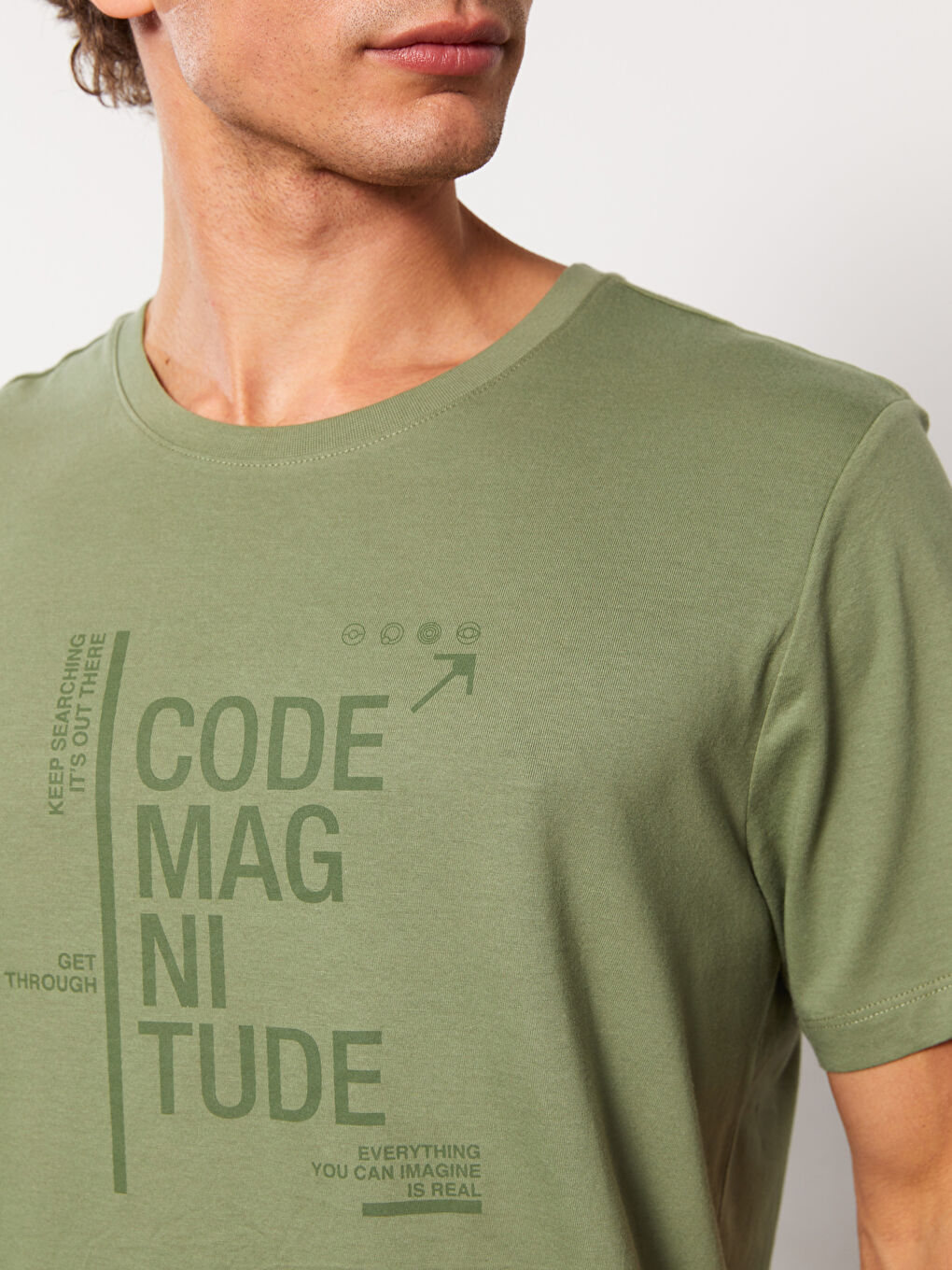 تيشيرت رجالي ياقة دائرية كم قصير مطبوع قطن ممشط-3