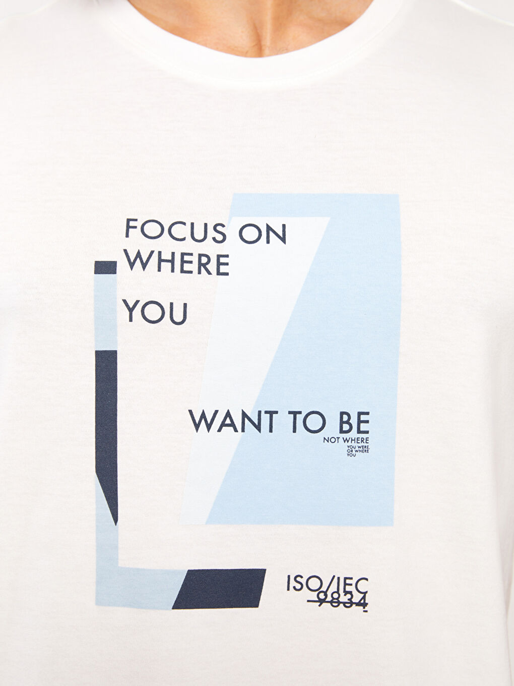 Beyaz Bisiklet Yaka Kısa Kollu Baskılı Penye Erkek Tişört-3