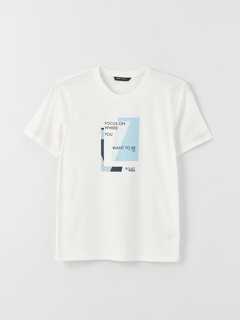 Beyaz Bisiklet Yaka Kısa Kollu Baskılı Penye Erkek Tişört-5