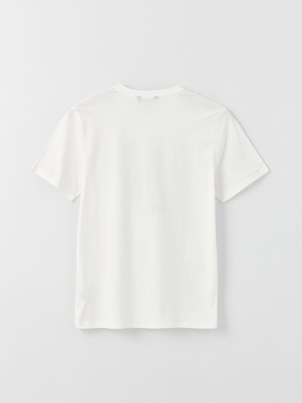 Beyaz Bisiklet Yaka Kısa Kollu Baskılı Penye Erkek Tişört-6