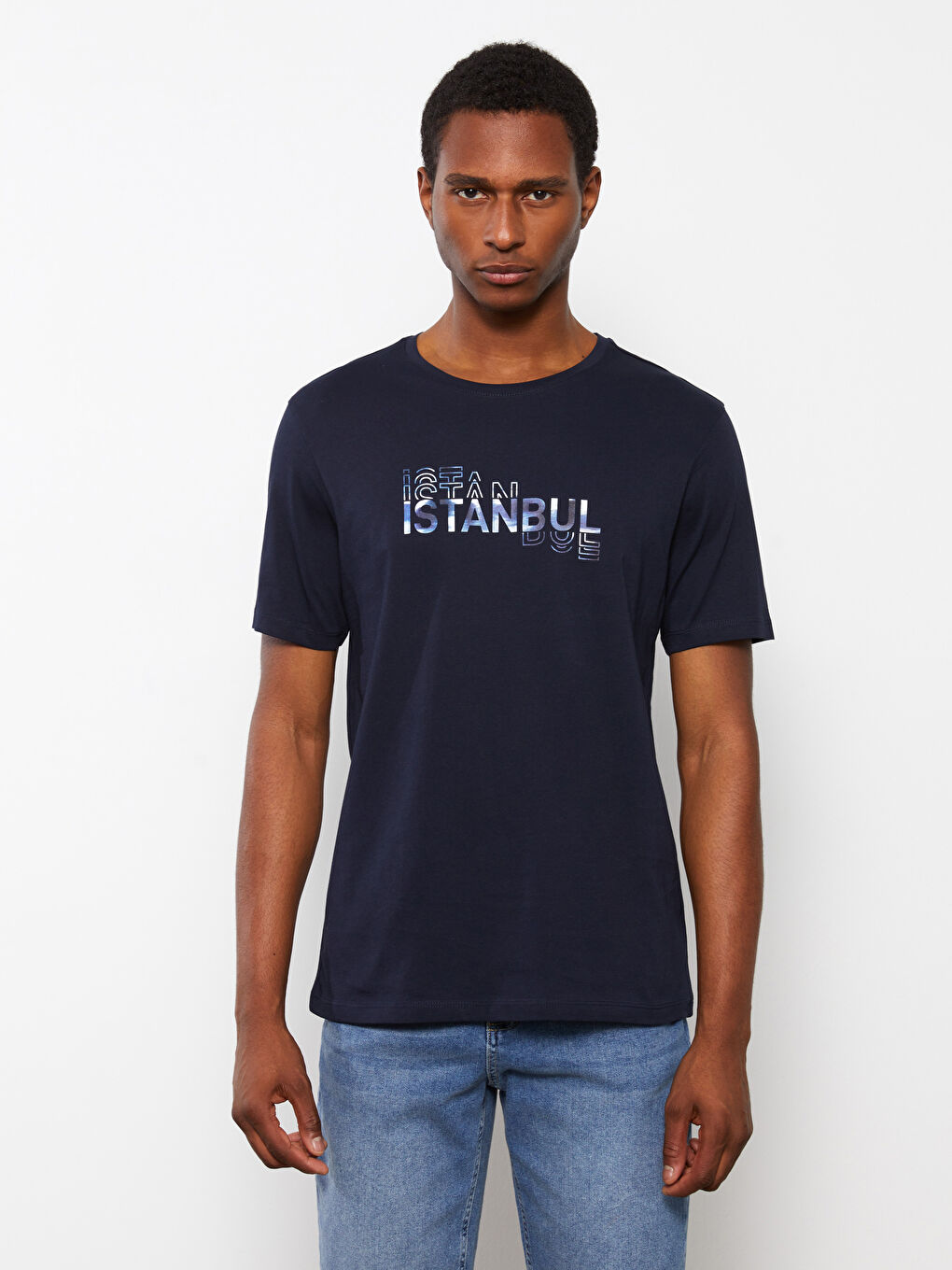 Футболка Мужская с Круглым Вырезом, Коротким Рукавом, С Принтом, Из Гребенного Хлопка