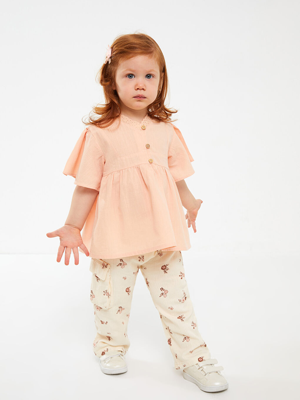 Pantaloni Fetițe cu Imprimeu și Talie Elastică