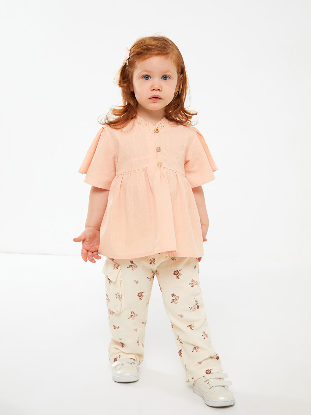 Pantaloni Fetițe cu Imprimeu și Talie Elastică-1