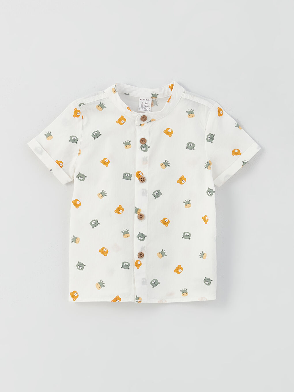 قميص و شورت بأكمام قصيرة بياقة الجد للأولاد الصغار طقم من قطعتين-1