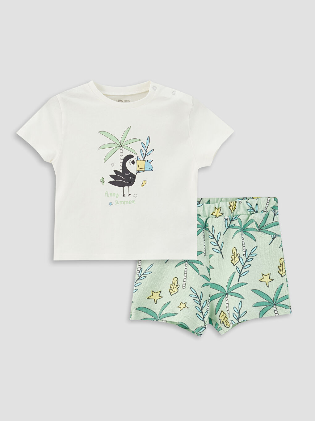 Дөңгелек жағалы ұл балаларға арналған футболка мен шорты 2 данадан тұратын