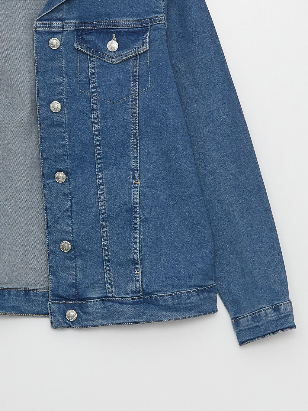 Geacă din denim cu guler de cămașă și mânecă lungă pentru femei-7