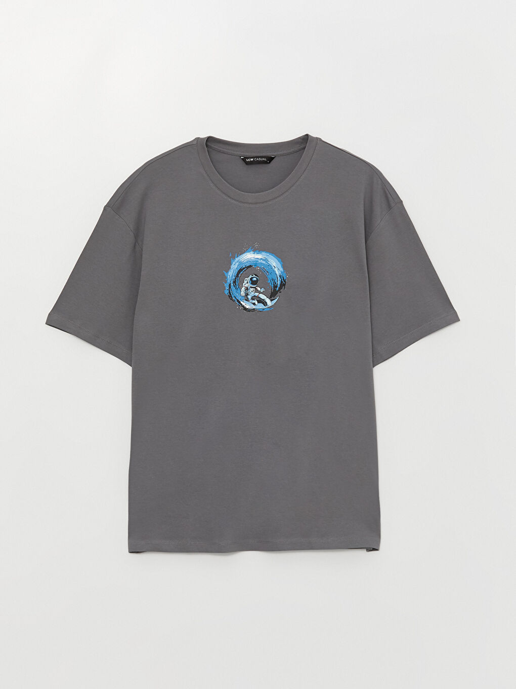 تيشيرت رجالي ياقة دائرية كم قصير مطبوع قطن ممشط-5