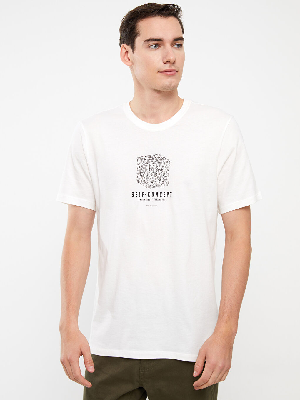 T-shirt pour hommes en coton peigné imprimé à manches courtes et col rond-2